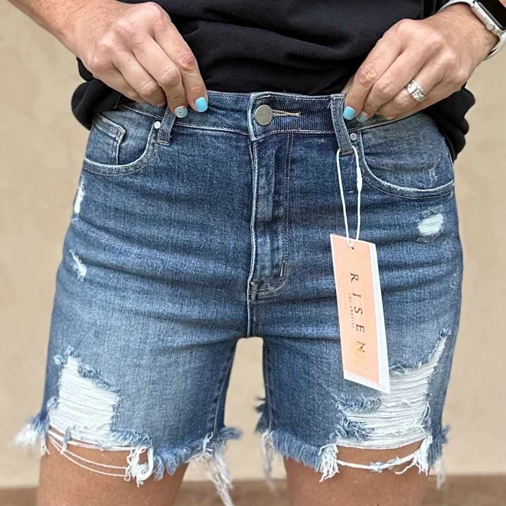 Judy Blue Distressed Blue Jean Shorts